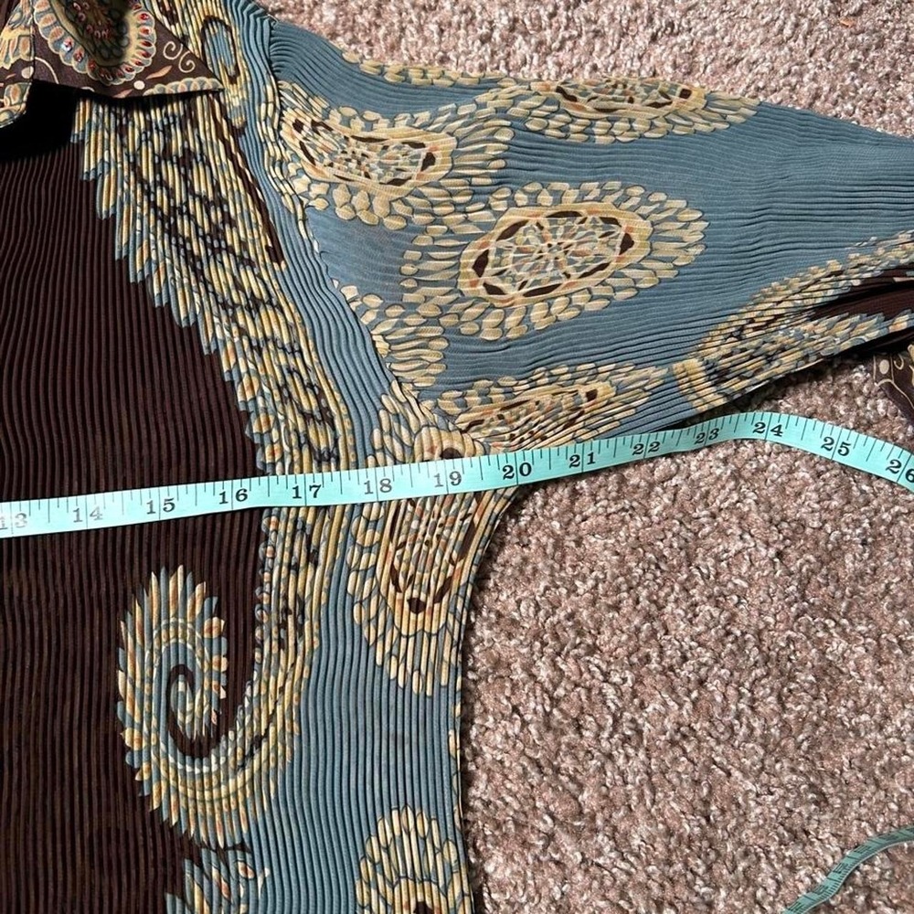 Alberto Makali Y2K Boho Western Brown Paisley Button Up Blouse Large - Picture 8 of 8
